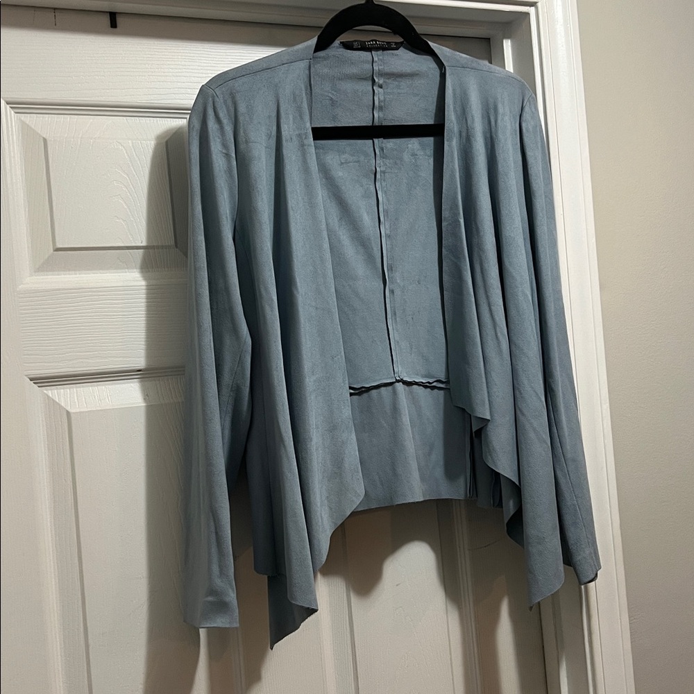 Zara Basic Collection - Suede Light Blue Cardigan - image 1